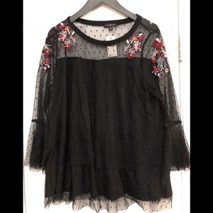 Lane Bryant Sheer embroidered top